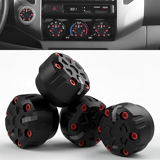 4 Pack - 2nd Gen Tacoma Accessories AC Knob Upgrade - 2005,2006,2007,2008,2009,2010,2011,2012,2013,2014,2015 Tacoma Climate Control Dial Mods Set - for Toyota Interior Replacement Kit