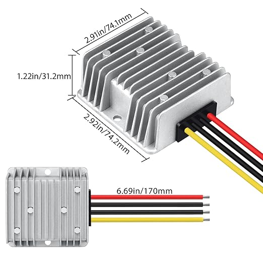 LeMotech DC 24v to 12v Converter 30A 360W Step Down Converter Voltage Reducer IP68 Waterproof Transformer for Golf Cart Truck Boat Vehicle