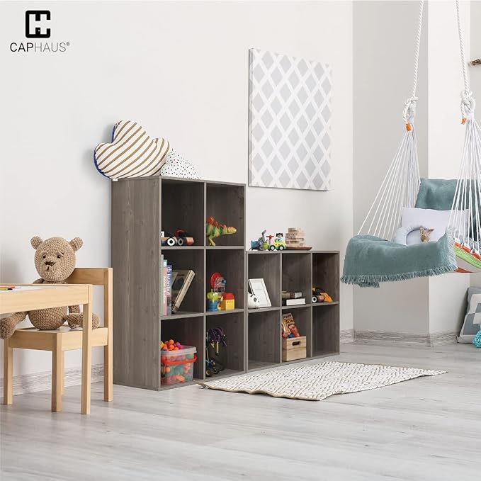 CAPHAUS Sturdy Room 11-Inch Cube Storage Organizer Shelf, with Thick Exterior Edge, Storage Shelf Divider w/Back, Bookcase, 6-Cube, White