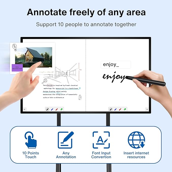 JYXCN Smart Board, 49" Digital Whiteboard, Electronic Smartboard for Classroom Office Home, Screen Mirroring from Android and iOS for Live Streaming (Board Only)