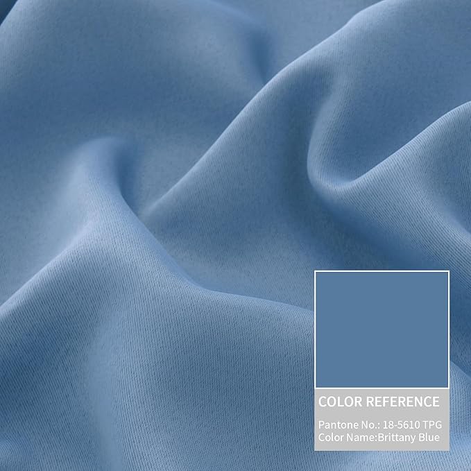 BGment Thermal Insulated 100% Blackout Curtains for Bedroom with Black Liner, Double Layer Full Room Darkening Noise Reducing Grommet Curtain (52 x 84 Inch, Denim Blue, 2 Panels)