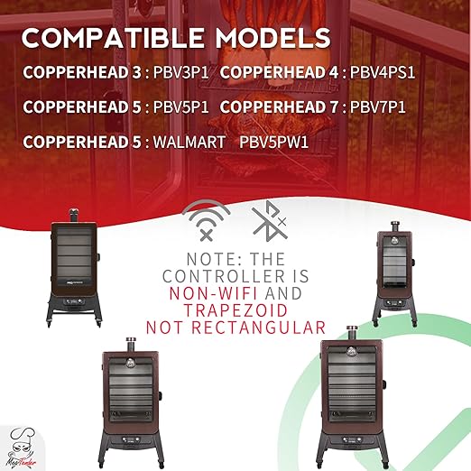 Meatender Digital Trapezoid Control Panel Kit Replacement for Pit Boss Copperhead Series 3/4/5/7 Wood Pellet Vertical Smoker,Come with 1 Ignitor,1 Grill Probe and 2 Meat Probes