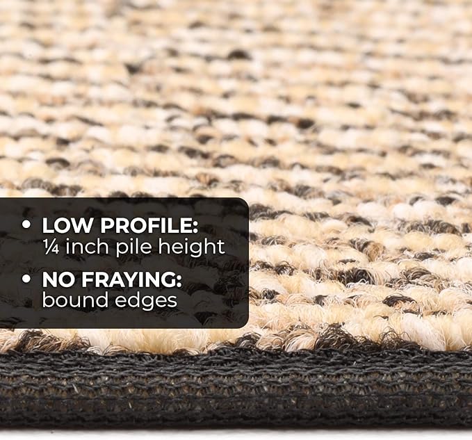 House, Home and More Skid-Resistant Carpet Indoor Area Rug Floor Mat - Black Ripple - 8 Ft X 10 Ft - Non Slip Rubber Backing, Stain Resistant, Dog Friendly, Living Room Bedroom Kitchen Entryway