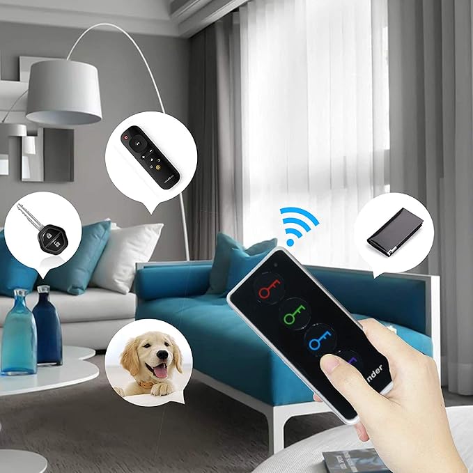 Key Finder with 100dB Loud Sound & 4 Receivers - Remote Finder Locator for Keys, Wallet, TV Remote, Pets, 131ft Range, No Phone or App Needed, Waterproof Anti-Loss Tracking Device