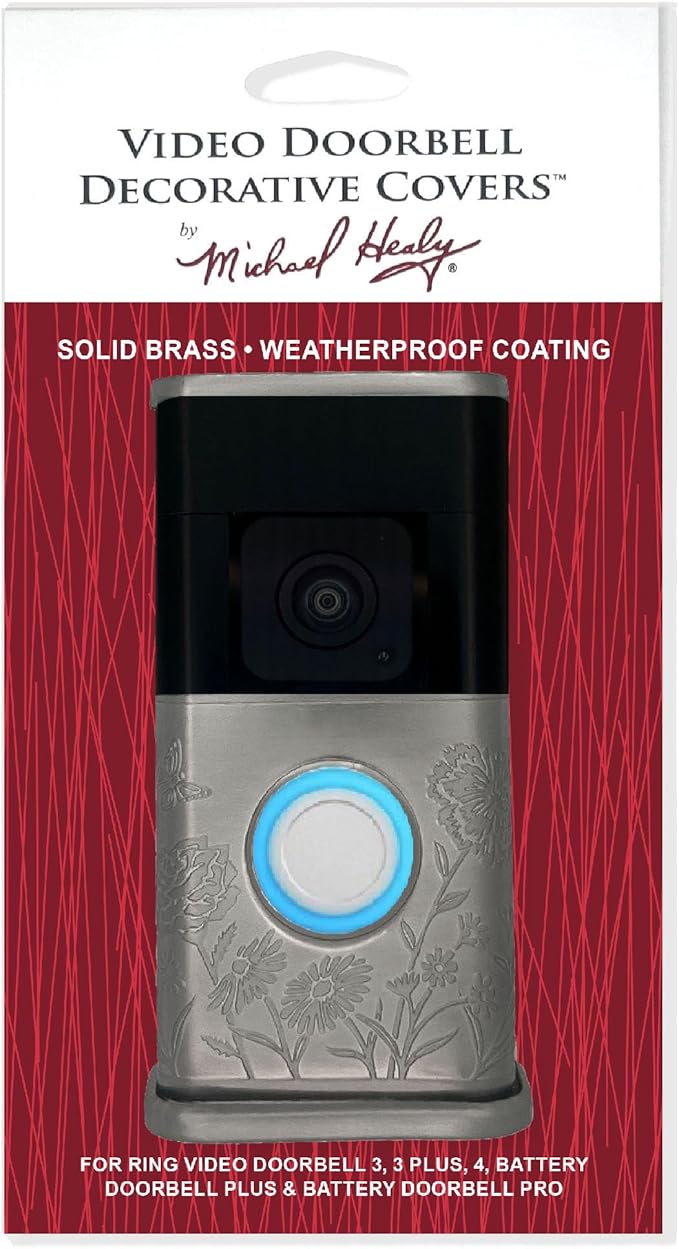 Garden Video Doorbell Cover (Compatible with Ring 3, 3 Plus, 4, Battery Plus, and Battery Pro) (Nickel Silver)