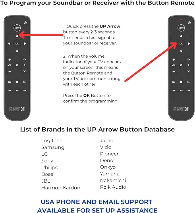Function101 F101-ATVRM-BT Bluetooth Replacement Button Remote for Apple TV | BLE and Infrared Connectivity | 2 AAA Batteries Included