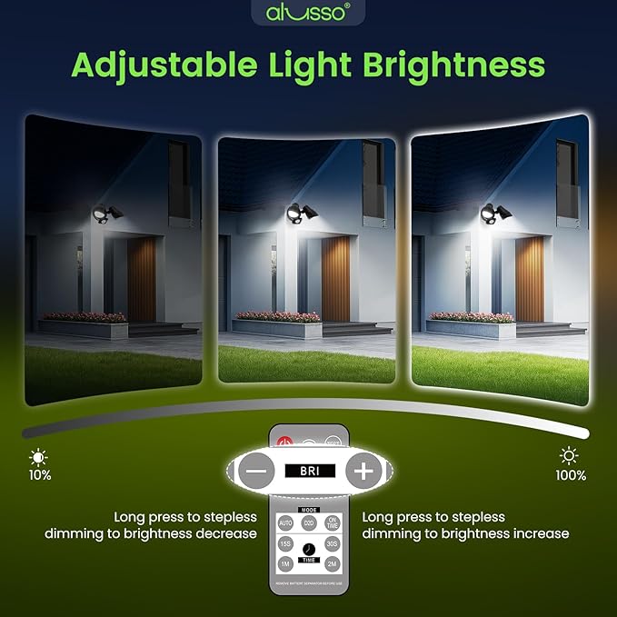 ALUSSO LED Security Lights Motion Sensor, 25W 2000LM Flood Lights Outdoor Motion Sensor with Remote, Dimmable Brightness 3000K-6500K CCT IP65 Security Light ETL Listed for House Garage Yard 1 Pack