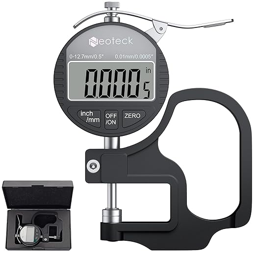 Neoteck Digital Thickness Gauge (Silver-Black, 0-0.5"/0.0005")