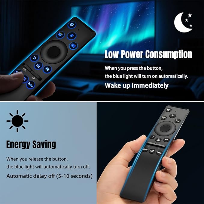 Backlit Universal Remote Control for Samsung Smart TV, Samsung Remote Control Replacement, Compatible for UHD QLED 8K 4K Smart TVs, with Shortcut Buttons for Netflix, Prime Video and Hulu