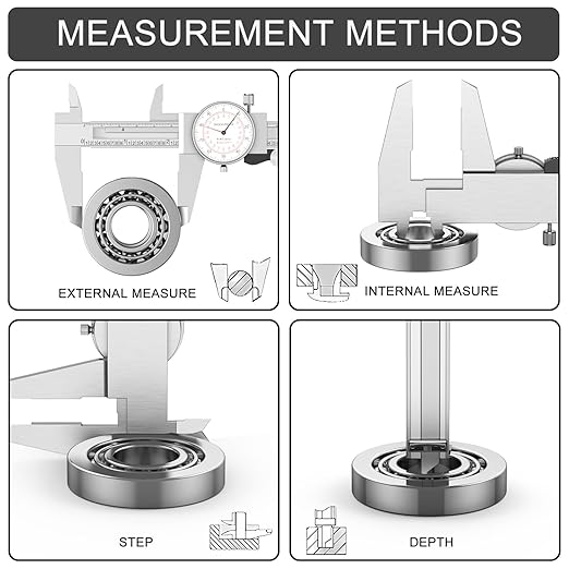 HDLNKAK Dial Caliper 0-6"/150mm Dual Reading Scale, Inch/Metric SAE Standard, Stainless Steel Caliper Measuring Tool Accurate to 0.001”/ 0.02 mm, Silver