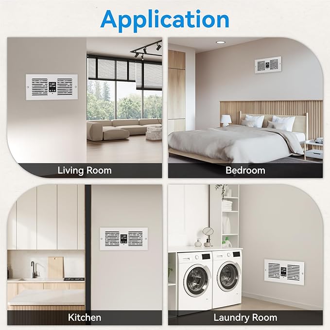 Apexicalo Room to Room Fan with Remote Control, 300CFM Through Wall Vent Fan with Temperature Control, 5-Speed Circulating Ventilation, for Kitchen, Laundry, Hardwired, RTR300-CV