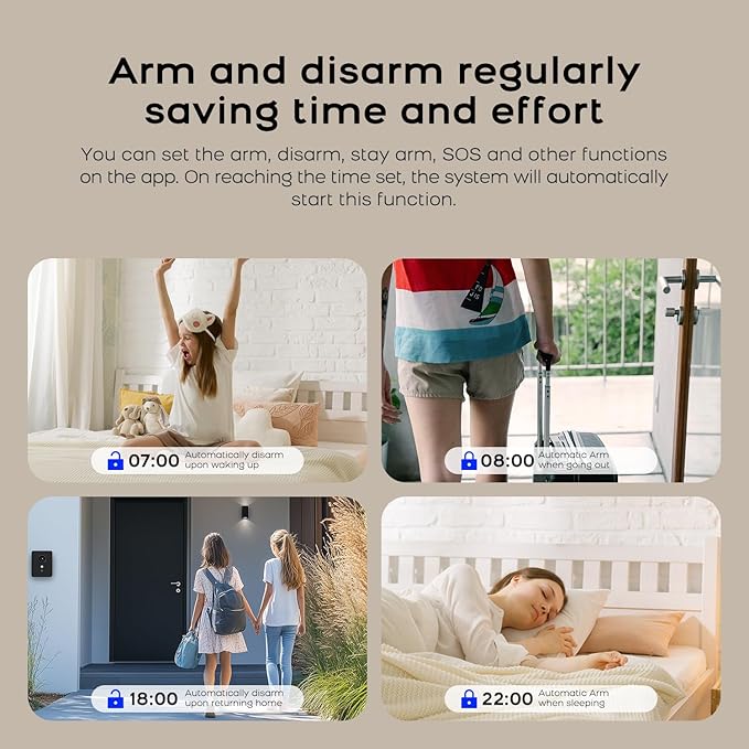 PGST WiFi Alarm System for Home Security,8 PCS Wireless Home Security System with DIY Expandable Door Alarm Sensor,Motion Detector,Tuya APP Instant Alerts for Villa,Apartment,No Monthly Fee