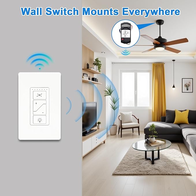 Ceiling Fan Remote Control Kit, Universal Ceiling Fan Remote Control Kit, Ceiling Fan Wall Switch UC9050T, Compatible with Hunter Hampton Bay