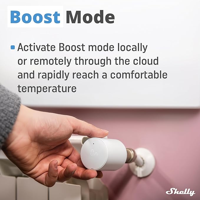 Shelly Blu TRV & Blu Gateway Gen3, Bluetooth-Operated Smart Thermostatic Valve, Smart Thermostatic Radiator Valve, Temperature Control, Home Automation, Compatible with Alexa, Google, Home Assistant