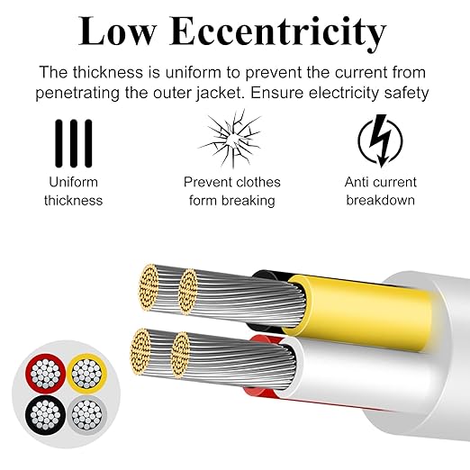 16 Gauge 4 Conductor Electrical Wire, 32.8FT Low Voltage 16/4 Tinned Copper Stranded 4 Wire Cable, 16 AWG White Flexible Extension Power Cord for Automotive, LED Lamp, Outdoor Landscape Lighting Etc