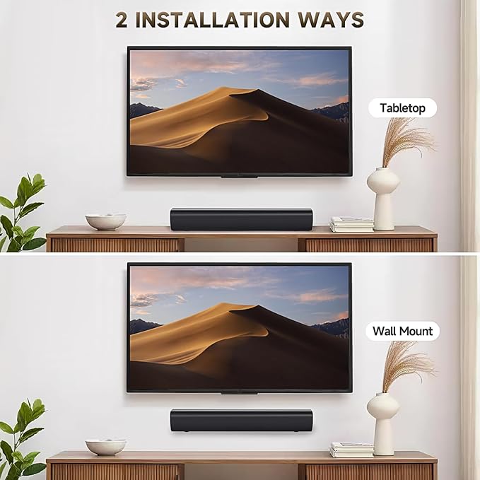 Fansbe Direct Sound Bar Speakers Bluetooth Wireless, TV Speakers Sound Bar Subwoofer, Home Theater Surround Sound Bar HDMI(ARC) Optical AUX USB 2.1ch Home Audio Sound System TV PC Wall Mount, Black