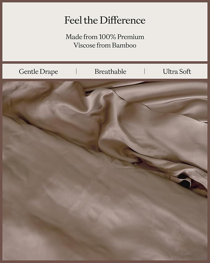 Cozy Earth Luxury Bed Sheet Set - 100% Viscose from Bamboo Fabric, Ultra-Soft & Breathable, Fits Regular & Deep Pocket Mattresses up to 20" - 4 Pieces Full Set Walnut