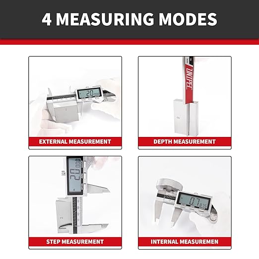 Unipec 8 Inch/ 200mm IP54 Grade Stainless Steel Digital Caliper & Stainless Steel Rule, Inch/Millimeter/Fraction Conversion, Large LCD Screen