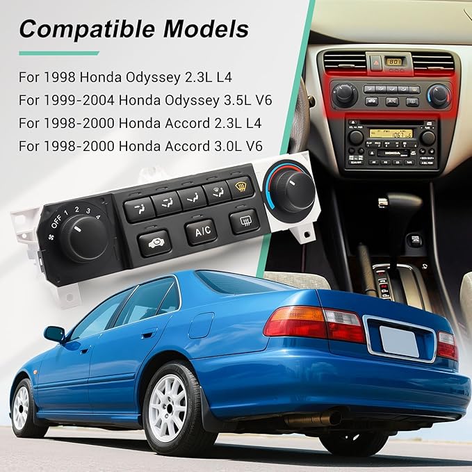 79600-S84-A01ZA Heater Climate Control Switch Compatible with 1998-2004 Honda Odyssey, 1998-2000 Honda Accord 2.3L L4/3.0L V6 AC Control Panel, 79600S84A01ZA 599-268 HVAC Control Panel