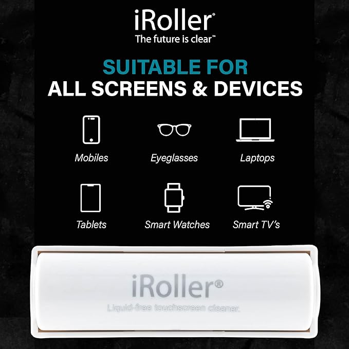 Phone Screen Cleaner by iRoller - Pack of 6 - No Need for Spray or Wipes, Liquid Free - Reusable & Washable -Portable iPad Screen Cleaner for Touchscreen- Ideal for Smartphone, Macbook, Monitor - 3.5"