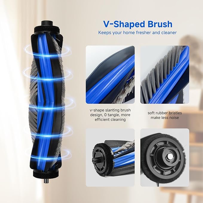 Yivy T50 Max Pro Replacement Parts for Ecovacs Deebot Robot Vacuum,T50 Max Pro Omni Accessories:4 Carbon Filters, 6 Carbon dust Bags,6 Side Brush, 8 Mop Cloth, 1 Main Brush,2 Cleaning Tools - 27 Pcs