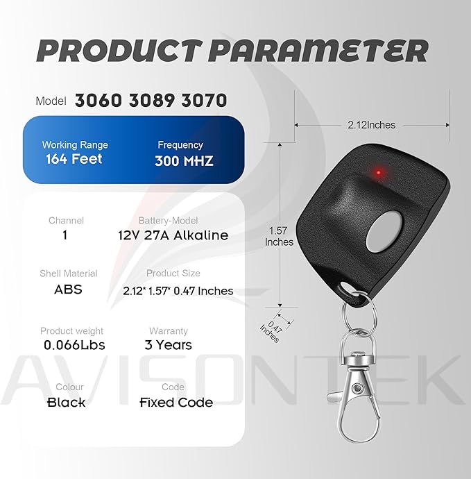 2 for Multi-Code 3089 MultiCode 308911 Linear MCS308911, 10 Dip Switch Gate Opener Remote 300MHZ, Multi Code Garage Door Opener【10-Year-Warranty】