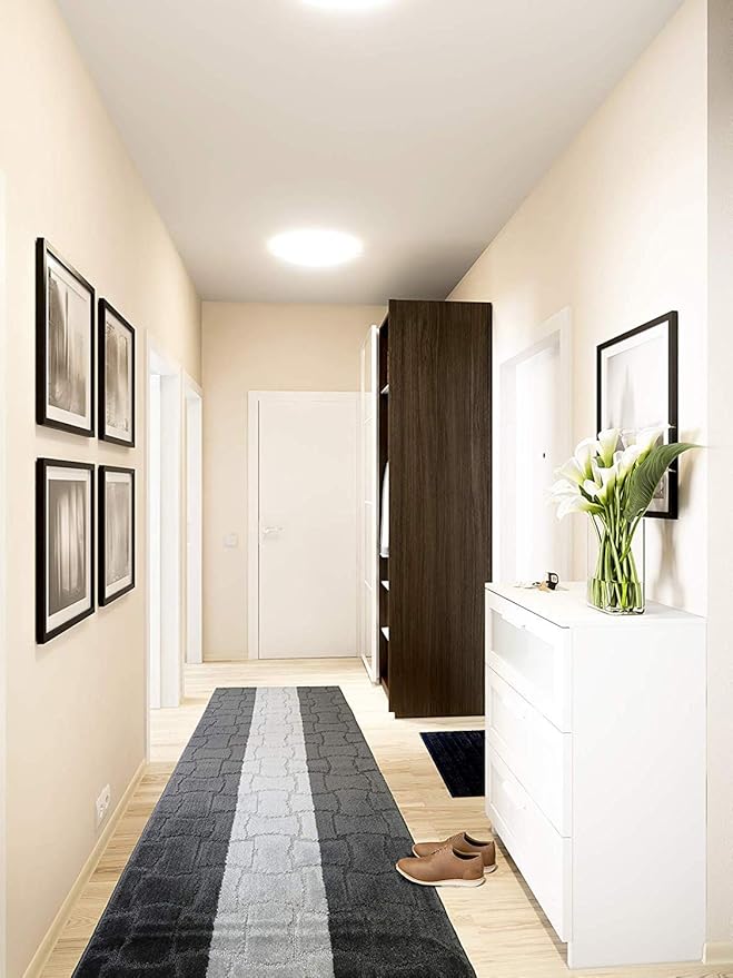 Custom Length Hallway Runner Rug,Slip Resistant,Puzzle Anthracite, 26 Inch X 12 feet, Sold and Priced Per Foot