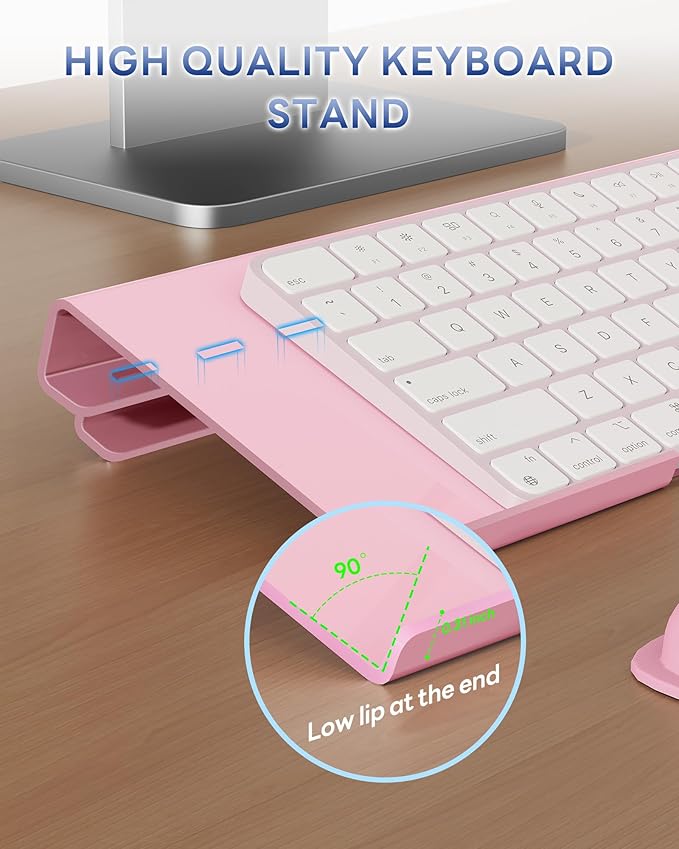 Laborio Computer Keyboard Stand for Desktop, 2-Level Height Adjustment Keyboard Wrist Rest, Non-Slip Key Board Riser Pad for Office, Gaming, and Home Desks(Pink)