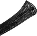 QCSIW 1/2" x 10ft Black/White Cable Sleeve - Protects Cords from Pets & Organizes Wires - Modern Style - Polyester Material - Flame Retardant - Easy to Use & Cut