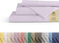 Linen Home 100% Cotton Percale Sheets King Size, Iris Lilac, Deep Pocket, 4 Pieces Set - 1 Flat, 1 Deep Pocket Fitted Sheet and 2 Pillowcases, Crisp Cool and Strong Bed Linen