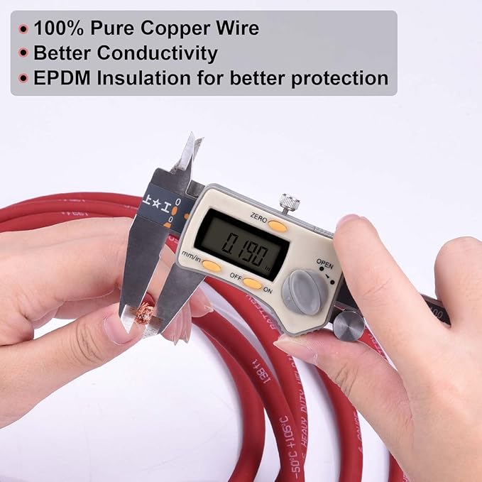 Shirbly 6 Gauge Battery Cable, 30FT Red + 30FT Black 6 AWG Pure Copper Wire Welding Cable, for Automotive, Battery, Solar and Generator, Standard USA OFC Wire
