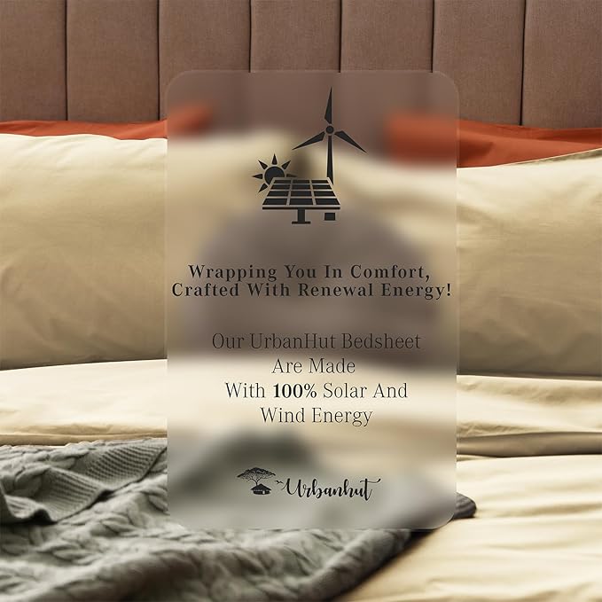 URBANHUT 800 Thread Count 100% Cotton Queen Size Sheets, Luxury 4 Piece Queen Bedsheets, Hotel Sheets Sateen Finish - Better Than Egyptian, 16" Elasticized Deep Pocket - Sand