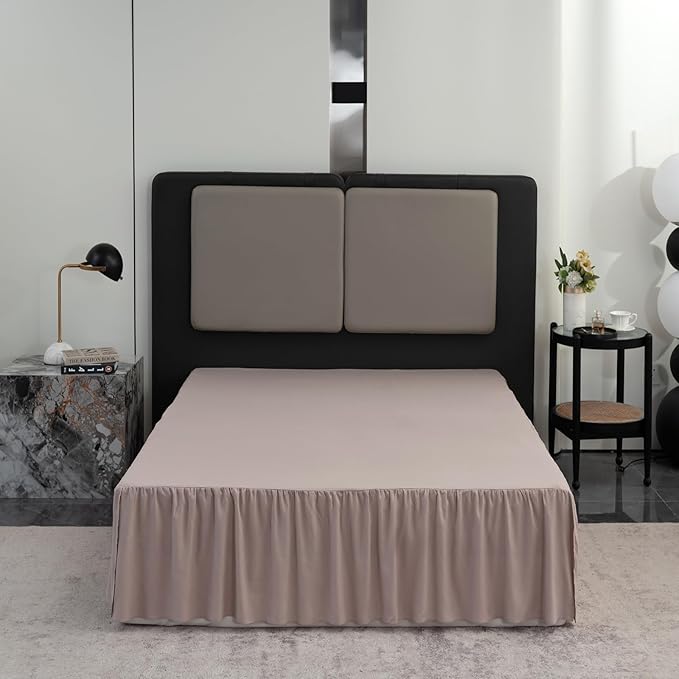 Khaki Bed Skirt Full Size Ruffled Bed Skirt with Split Corners, Full Bed Skirt 18 Inch Drop, Full Size Bed Skirt Khaki for Ruffled Bed Skirt with Split Corners, Bed Skirts Full Size