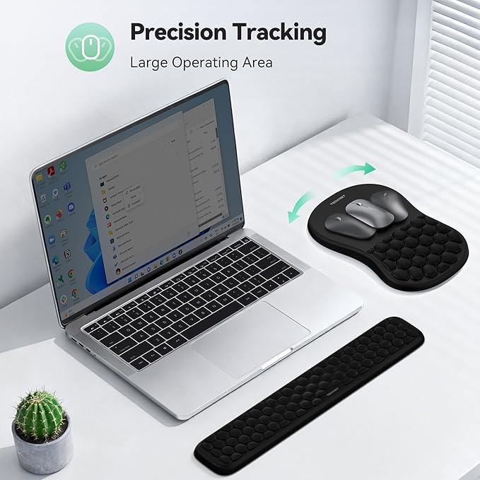 TECKNET Ergonomic Mouse Pad with Wrist Rest,Keyboard Pad and Mousepad with Wrist Support,Massage Design Effectively Relieves Carpal Tunnel Syndrome Suitable for Computers and Laptops