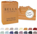 Bella Coterie Luxury Bamboo Viscose Queen Size Sheet Set | 100% Organically Grown | Ultra Soft | Cooling for Hot Sleepers | 18" Deep Pocket [Marigold]