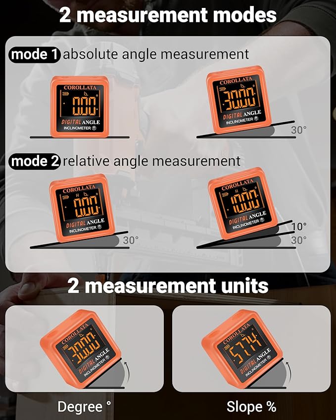 Mini Digital Angle Finder Gauge - Magnetic Torpedo Level Tool with LCD Display Precision Protractor for Table Saw, Miter，Pipes, Inclinometer Pocket Wood Working Measuring
