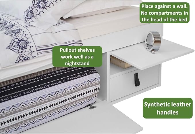 memomad Bali Storage Platform Bed with Drawers (Full Size, Off White)