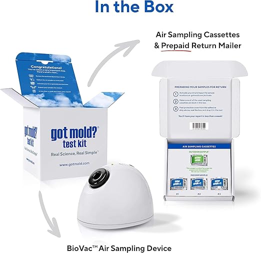 3 ROOM KIT | Test Your Air! Professional Quality Mold Test Kit for Home - All Fees Included - 1, 2 & 3-Room Test Kits & Refills - Reusable BioVac™ Air Sampler - Full Mold Type & Quantity Analysis