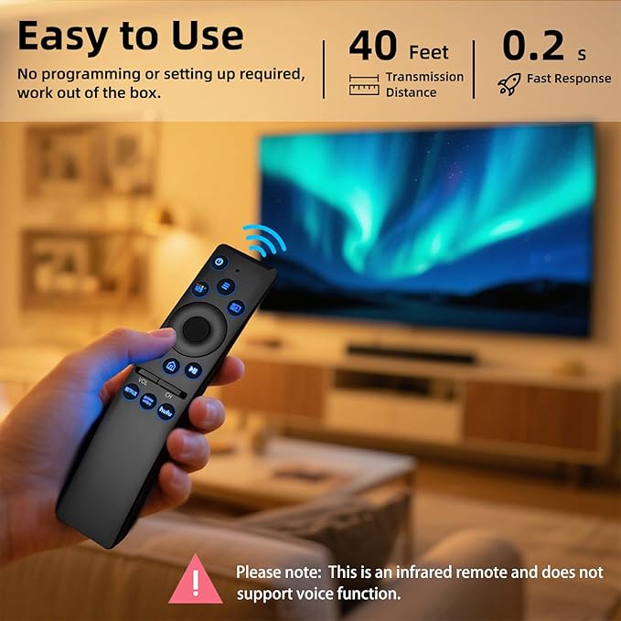 Backlit Universal Remote Control for Samsung Smart TV, Samsung Remote Control Replacement, Compatible for UHD QLED 8K 4K Smart TVs, with Shortcut Buttons for Netflix, Prime Video and Hulu