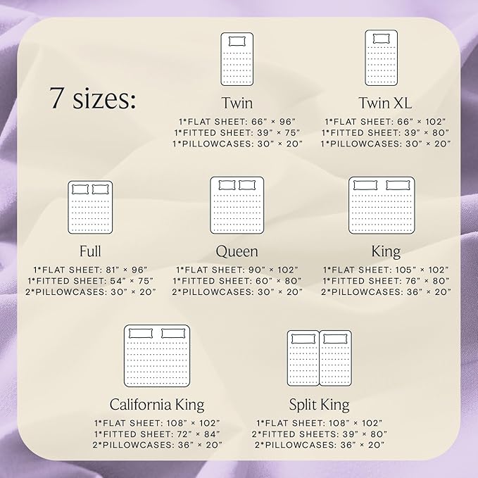 LuxClub 4 PC California King Sheet Set, Deep Pockets Wrinkle Free Cooling Bed Sheets Hotel Bedding for Women, Men, Includes 1 Fitted Sheet, 1 Flat Sheet and 2 Pillowcases-Lavender