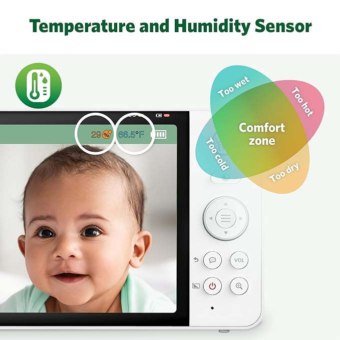 LeapFrog 2-Camera Color Night Vision Video Baby Monitor with 7" HD 1080p, Split Screen, 360 Pan & Tilt, 8X Zoom, Night Light, Humidity & Temperature Sensor, Up to 1000ft Long Range: LF920-2HD