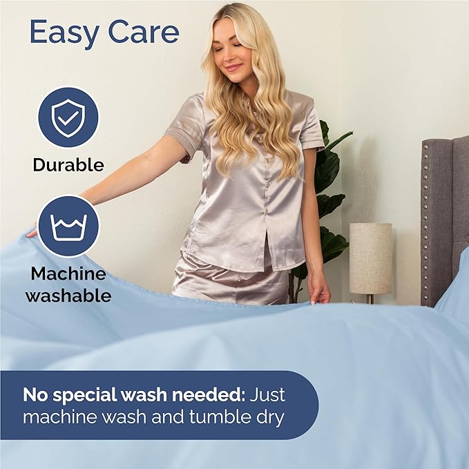 Twin XL 4 Piece Sheet Set - Cooling, Comfy & Breathable - Hotel Luxury Bedding, Includes Fitted Sheet for Women, Men, Kids & Teens - 1 Flat, 1 Fitted Sheet, 2 Pillowcases with Deep Pockets - Sky Blue