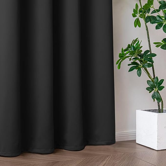 Blackout Curtains 108 Inches Long 2 Panels Set, Dark Grey Curtains Thermal Insulated Room Darkening Drapes for Bedroom, Rod Pocket Light Blocking Drapes Living Room(52W × 108L, Dark Grey)