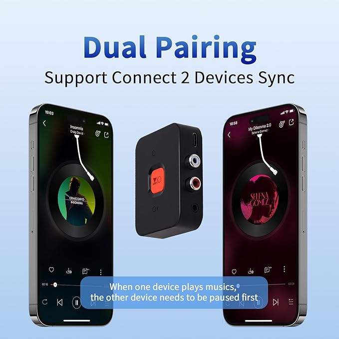 M1R Bluetooth 6.0 Wireless Audio Receiver & Adapter Ideal for TV, Stereo, Speakers, with RCA & AUX, Hands-Free Calling, 20m Range
