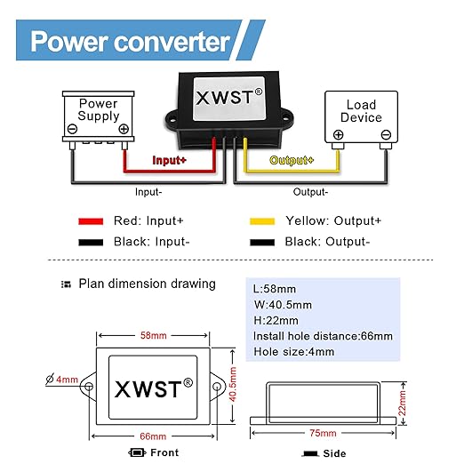 DC DC Stabilizer 9V-36V to 12V Boost Buck Converter 2A 24W Waterproof Automatic Voltage Regulator 12V Volt Transformer Module for Golf Cart Car Audio Solar Power System LCD TV LED Display Screen