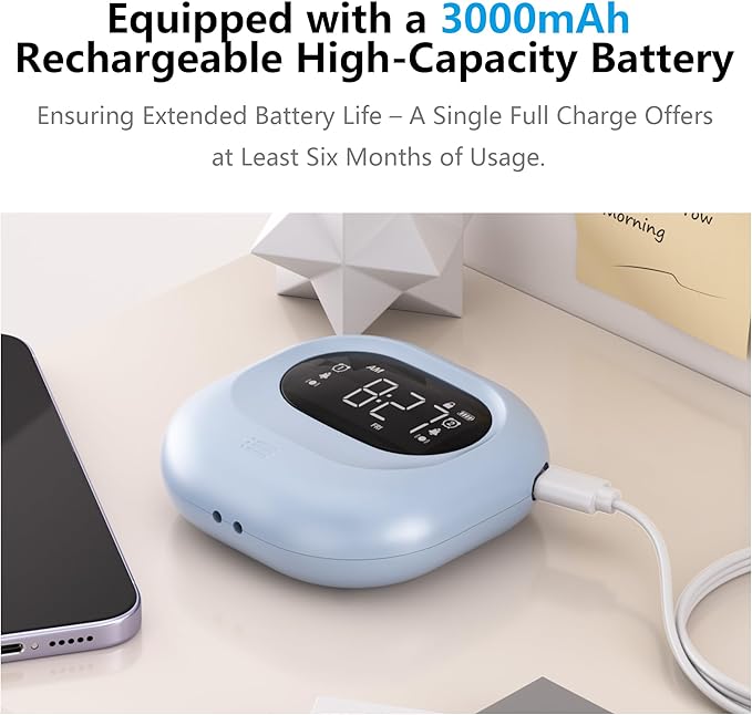Vibrating Alarm Clock for Heavy Sleepers, Battery Operated Rechargeable Bed Shaker Under Pillow, Wireless,Vibration Adjustable,Wireless, Dual Alarms, Travel Portable Digital Clock for Hearing-impaired