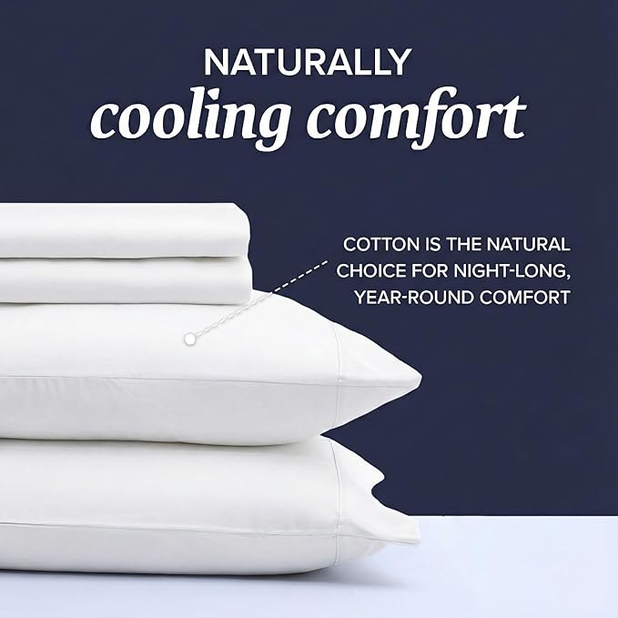 Beckham Hotel Collection Full Sheet Set 100% Cotton, 500TC Luxury Sateen Bedding, 16” Deep Pocket, Moisture-Wicking, 4-Piece, White