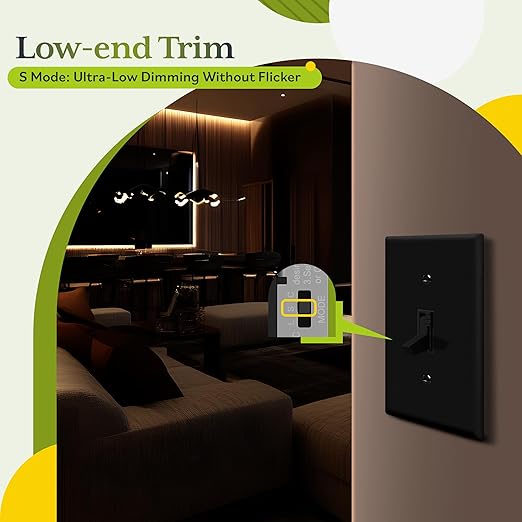 TG Digital Toggle Dimmer Light Switch for Dimmable LED, CFL and Incandescent Light Bulbs, Single Pole/ 3-Way, Wall Plate Included, UL Listed, 2 Pack, Black