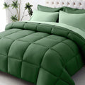 JOLLYVOGUE Twin Comforter Set, Ultra-Soft Bed in a Bag Twin Size 5 Pieces, Oeko-TEX Certified Bedding Set with Down Alternative Comforter, Sheets, Pillowcases & Shams, Dark Green & Light Green