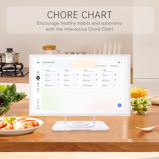 Digital Calendar, 15.6 inch Wall Planner & Chore Chart, Rechargeable Full HD Touchscreen Display, Portable Smart Family Organizer, Event Planner, Desk and Wall mountable, Perfect for Family Schedules - Wall Mount Included No Subscription